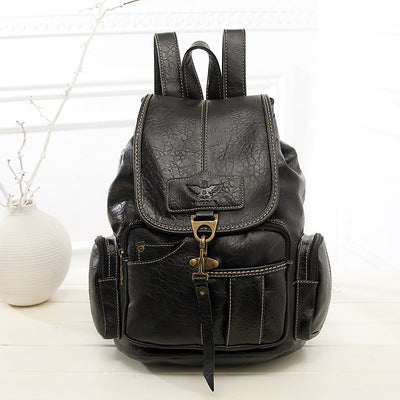 black leather backpack