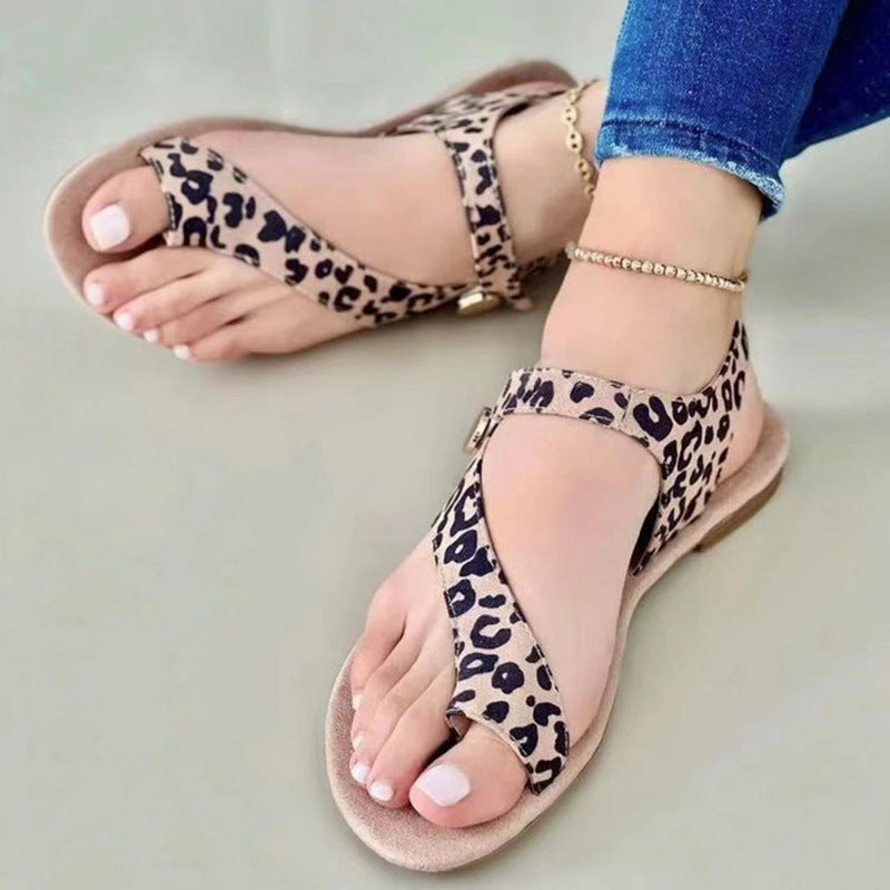 Plus Size Women's Leopard Print Casual Beach Sandals