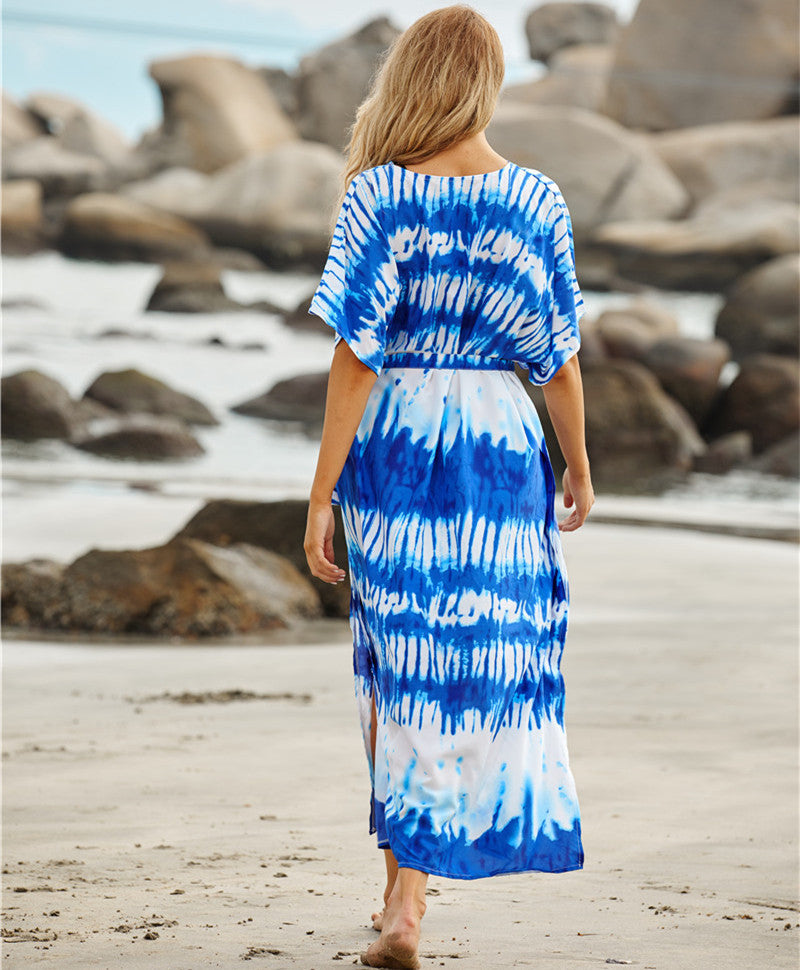 Smudge print beach dress