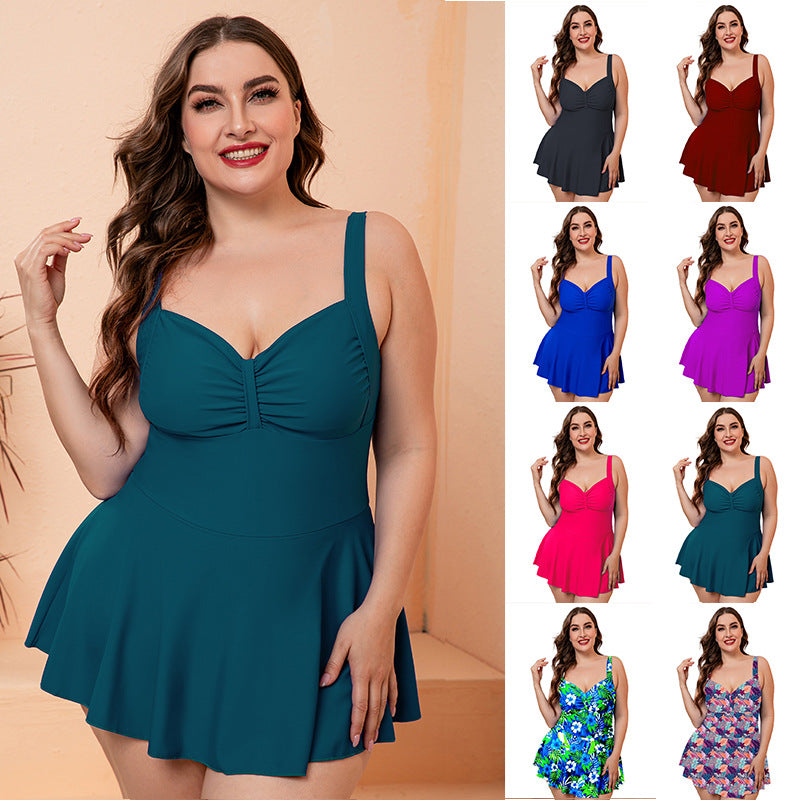 Women's Fashion Fat Plus Size Skirt One-piece Swimsuit