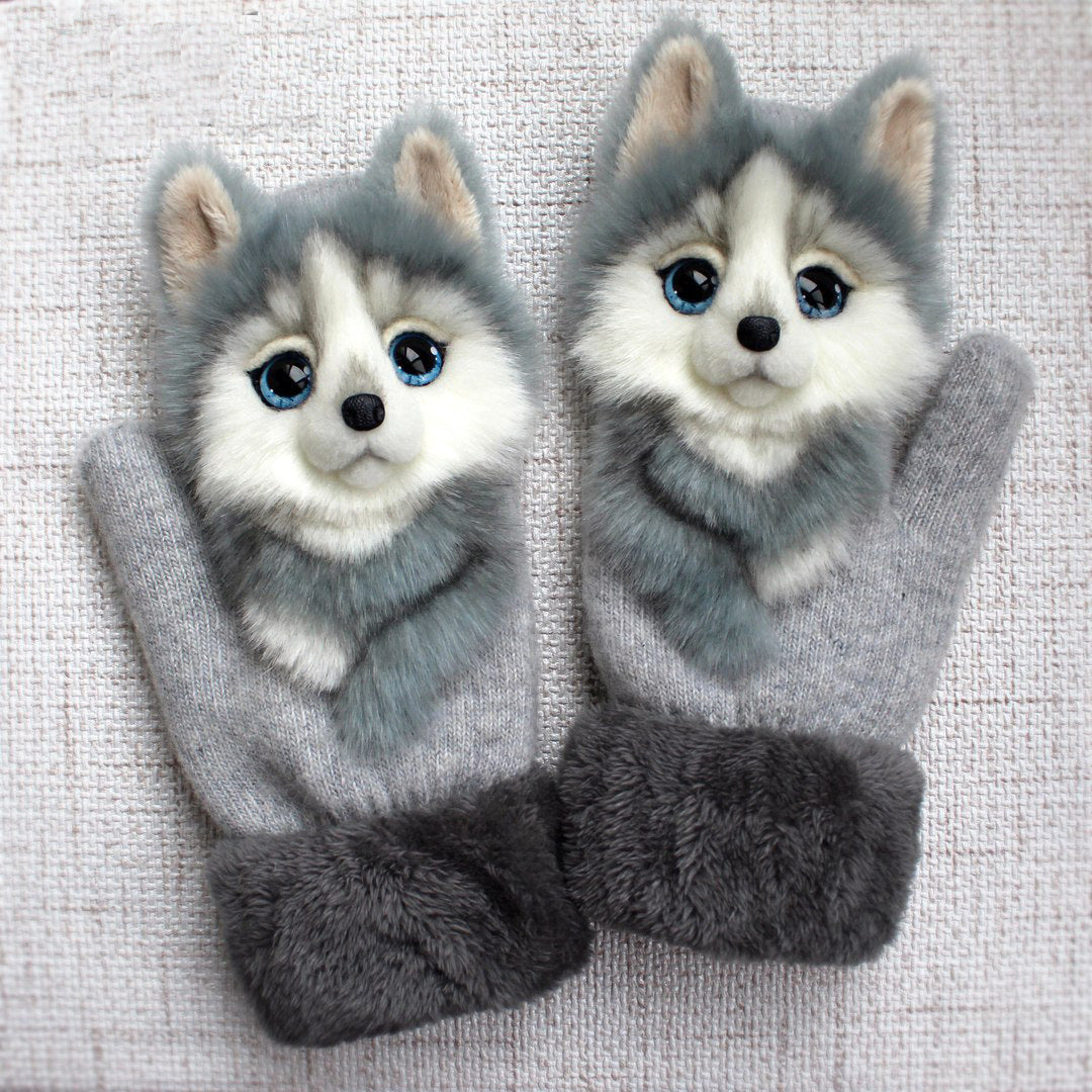 Cartoon Animal Autumn And Winter Warm Mittens