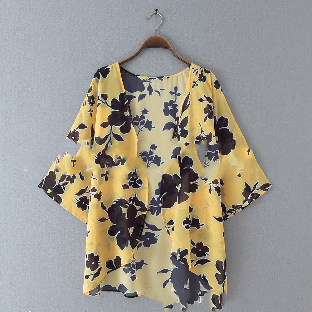 Printed beach sun proof shirt Chiffon cardigan