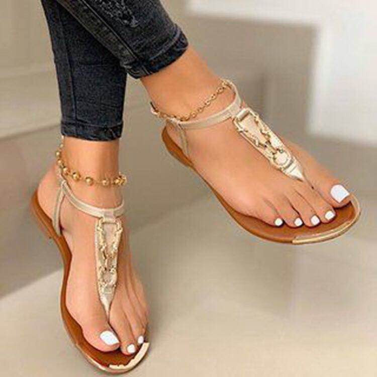 Fashion Round Toe Herringbone Beach Thong Sandals