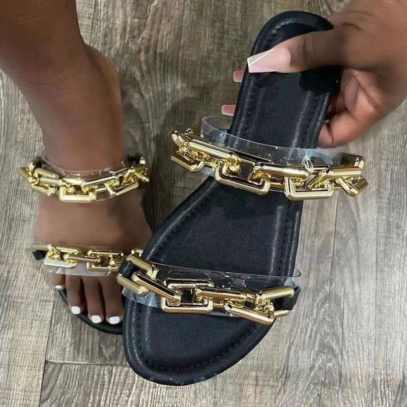 Flip Flop Summer New Chain Buckle Beach Women's Sandals