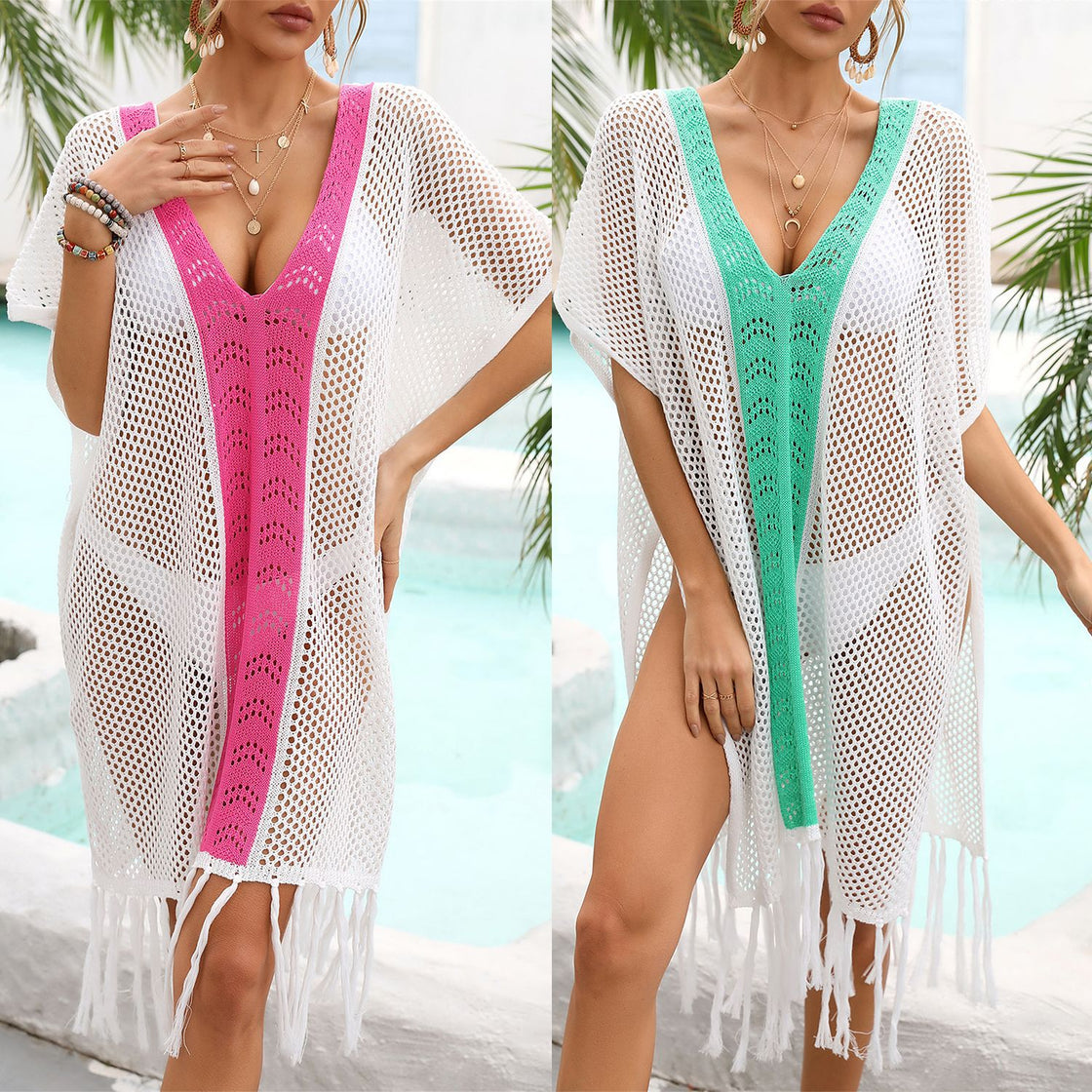 Sand Beach Blouse Hollow Knit Tassel