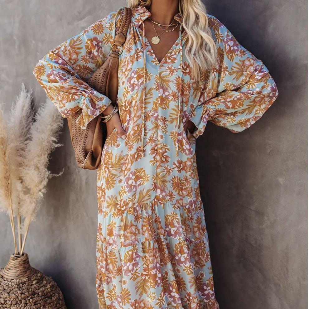 Ladies Dress Bohemian Long Small Floral Beach