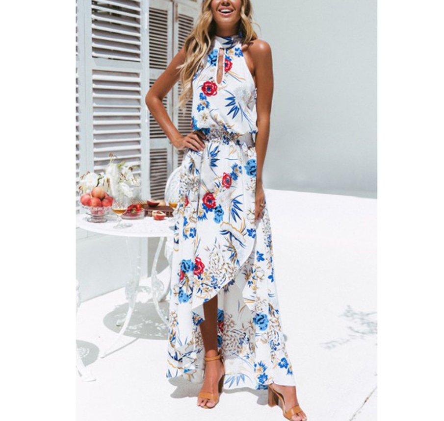 Digital printed beach women's dress