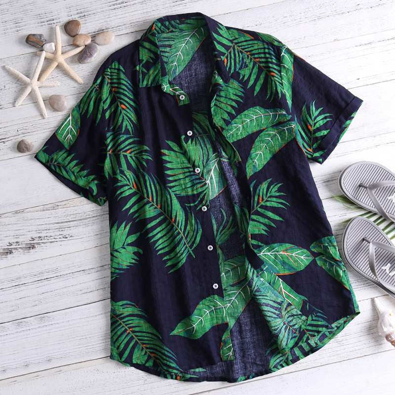 Hawaiian style casual beach vacation printed men's shirt