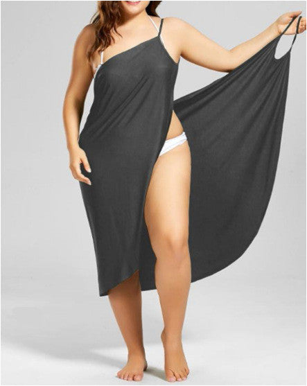 Plus size suspenders beach skirt