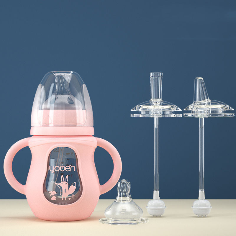 Safe and Non-toxic Baby Bottle with Soft Silicone Straw