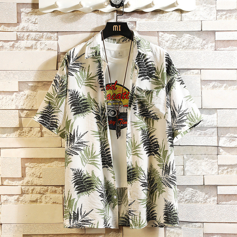 Japanese white wall hanging beach flower shirt