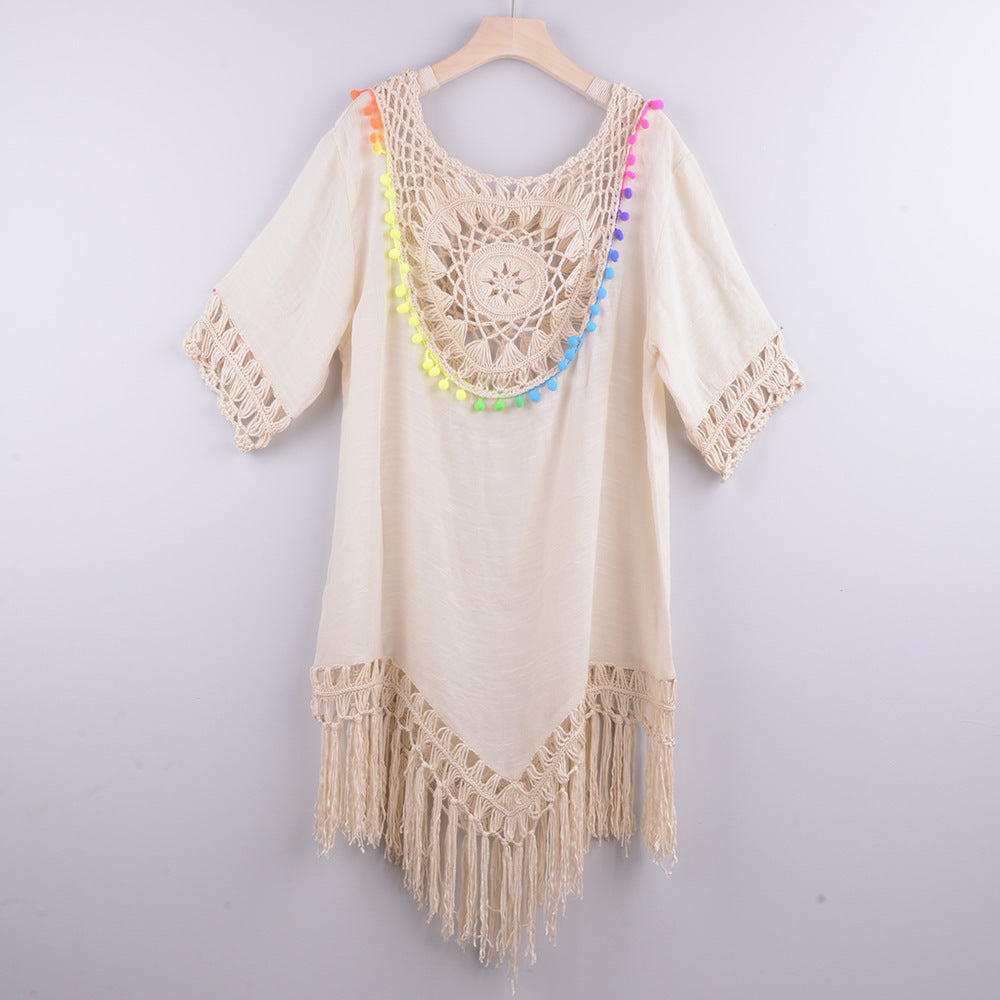 Loose Fringed Holiday Style Beach Blouse