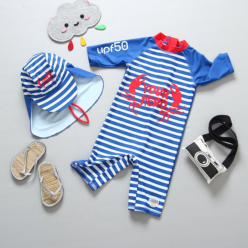 Children's Navy Striped Swimsuit