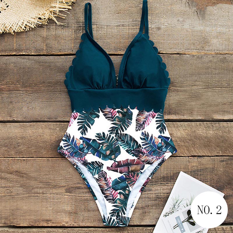 Ladies Sexy Plus Size Deep V-Neck Swimsuit