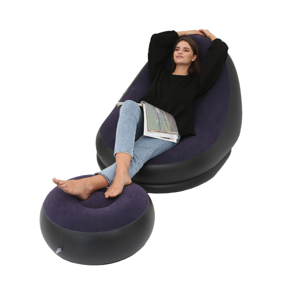 inflatable sofa with folding footstool