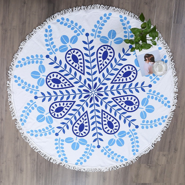 Funky Fringed Round Beach Towel for All-Day Comfort