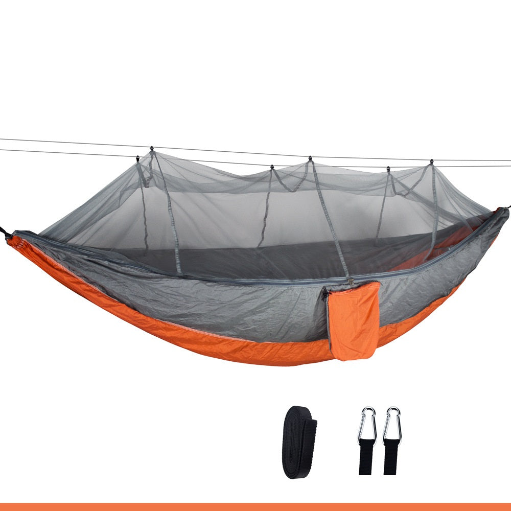 Outdoor Double Hammock with Mosquito-Proof Densified Mesh for Relaxation and Protection