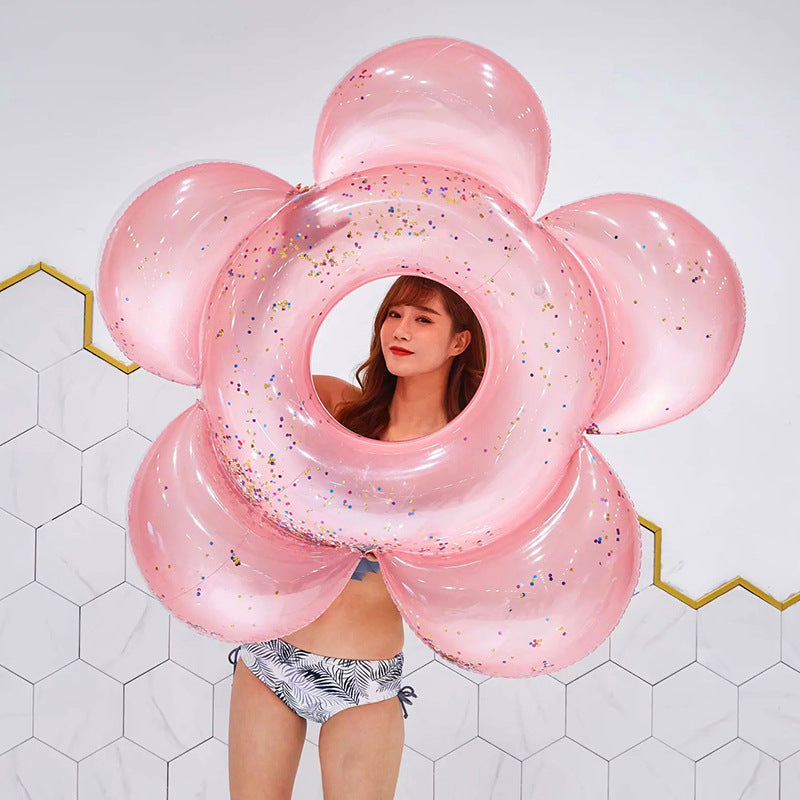 Inflatable Glitter Filled Flower Ring