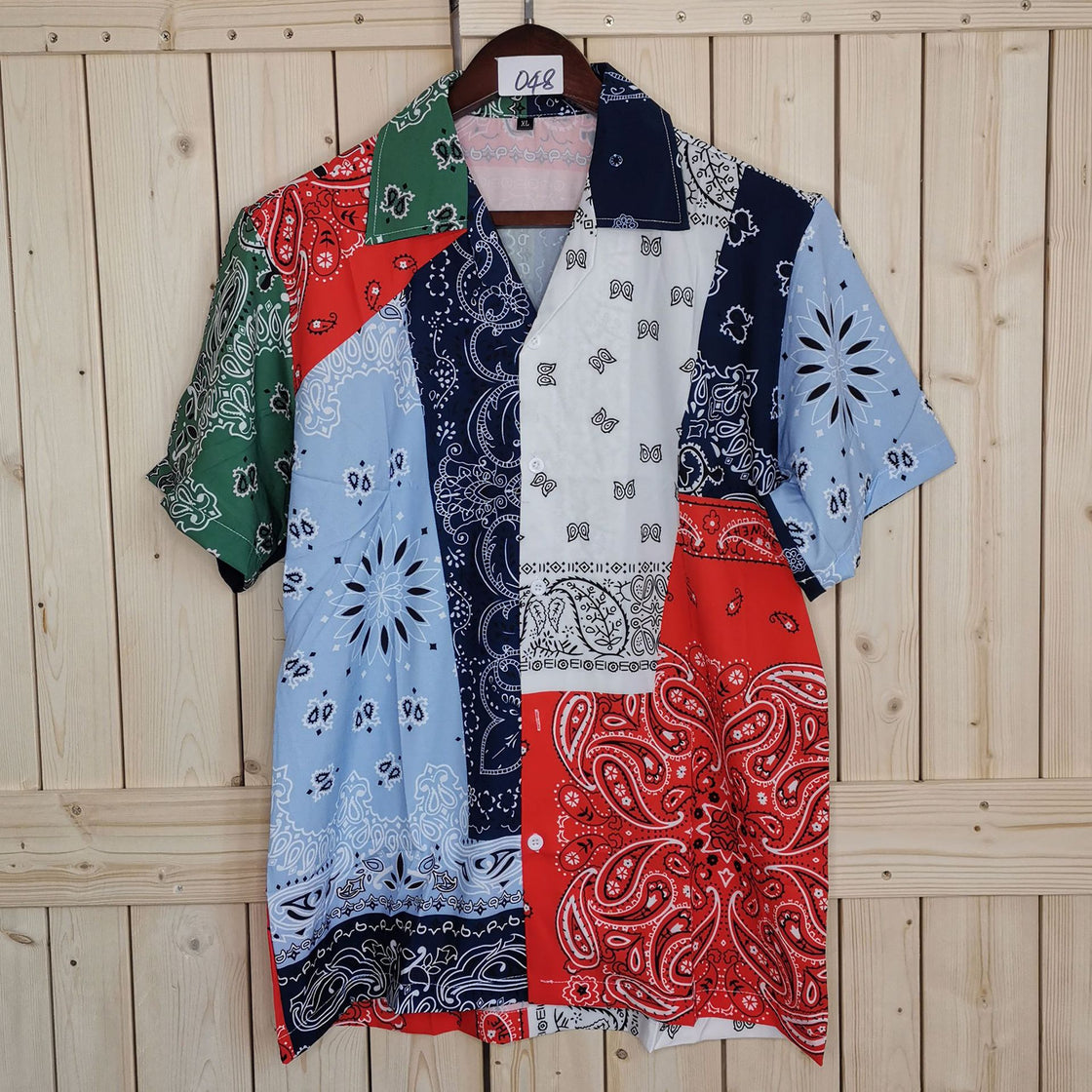 Beach short sleeve men's and women's printed shirt