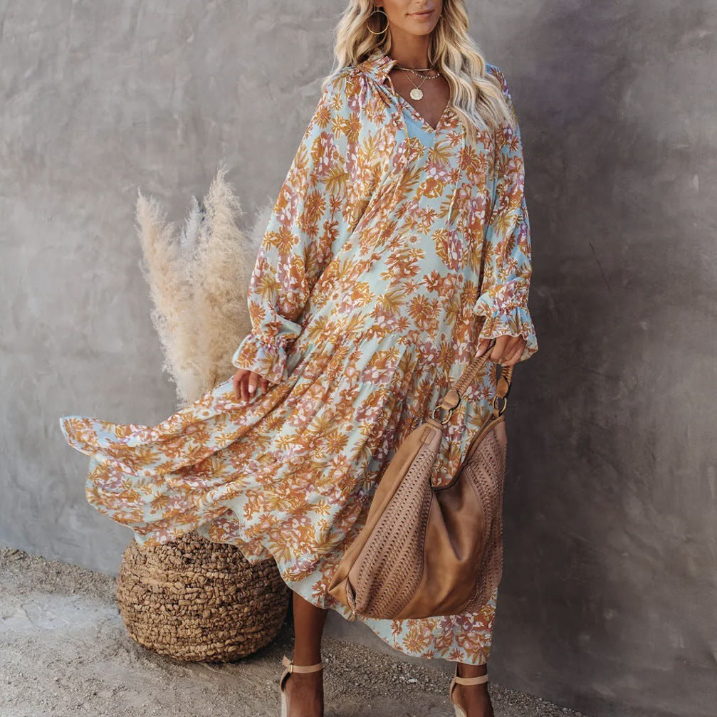 Ladies Dress Bohemian Long Small Floral Beach