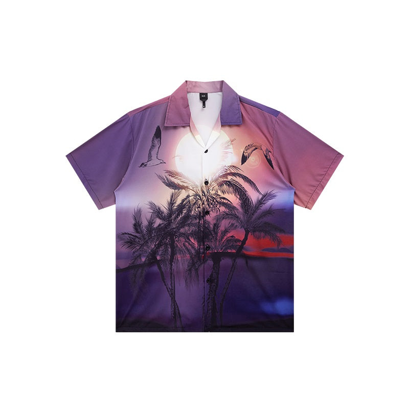 Men's Short Sleeve Casual Hawaiian Beach Flower Shirt