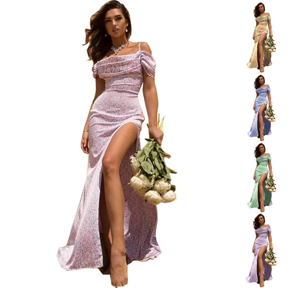 Women's Small Floral Slit Slip Dress Beachwear Summer