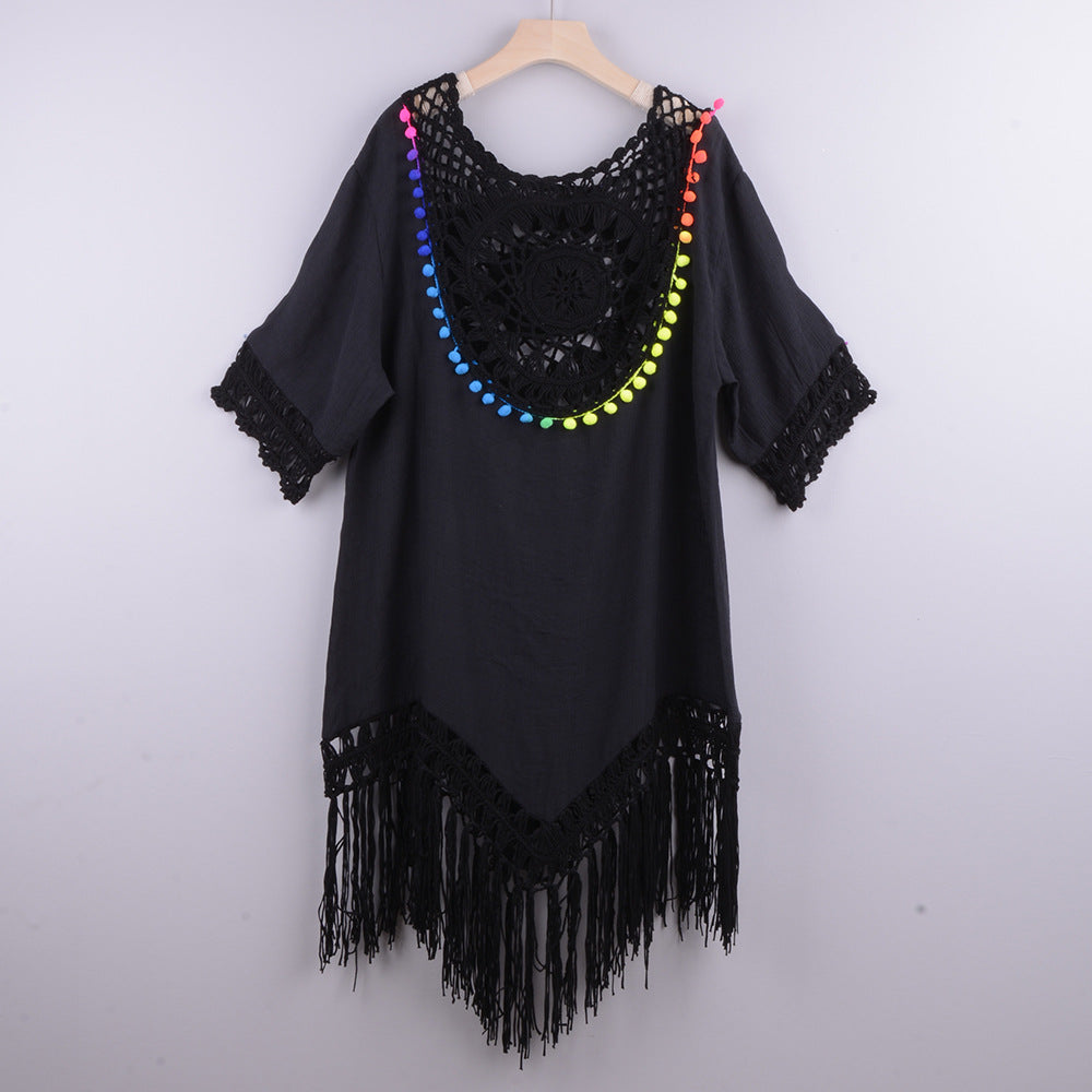 Loose Fringed Holiday Style Beach Blouse