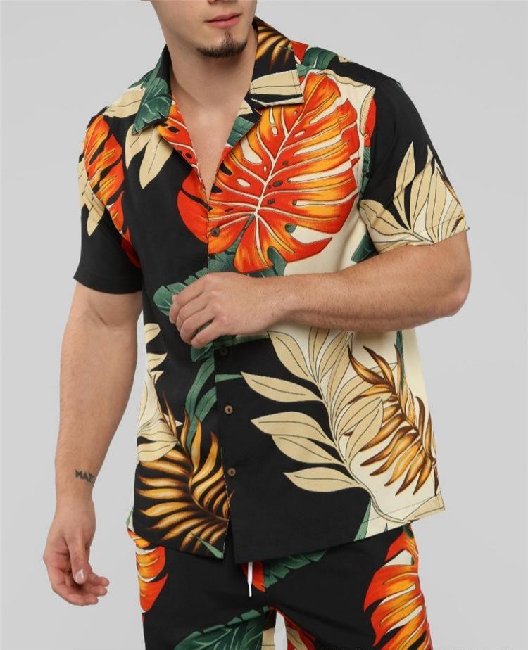 Hawaiian Casual Beach Style Men's Loose Shirt Suit