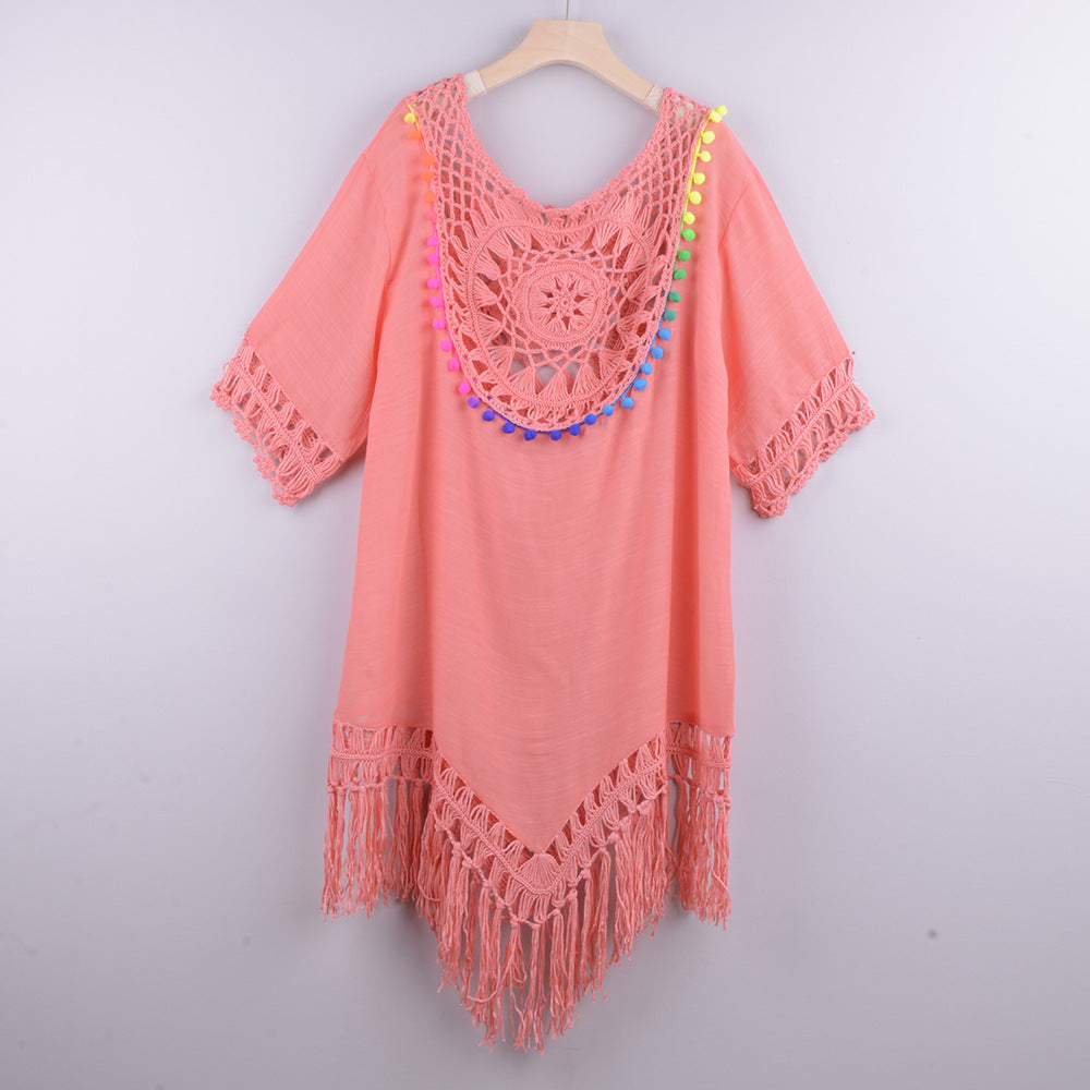 Loose Fringed Holiday Style Beach Blouse