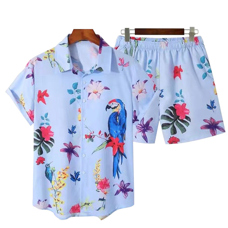 Streaming Beach Style Short Sleeve Shirt Shorts Casual Suit