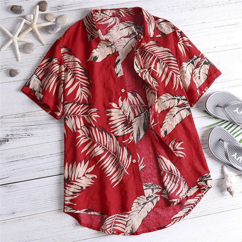 Hawaiian style casual beach vacation printed men's shirt