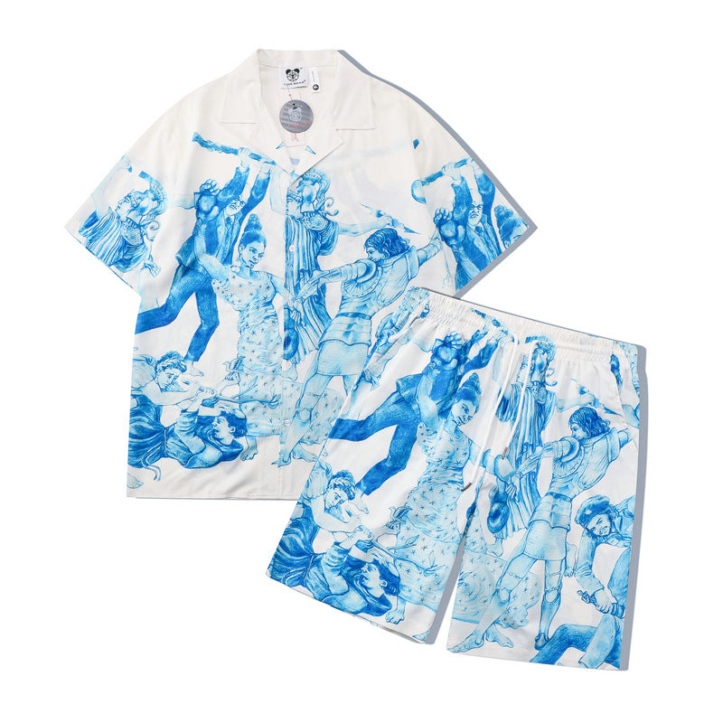 Surf Beach Flower Shirt Set Casual Print