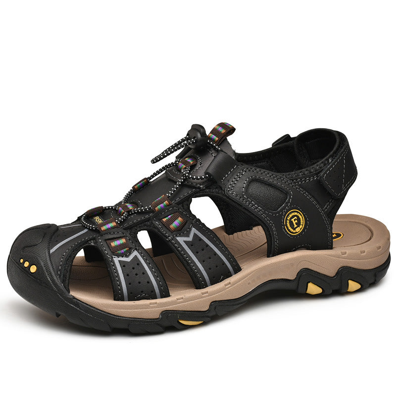 Men's leather beach sandals