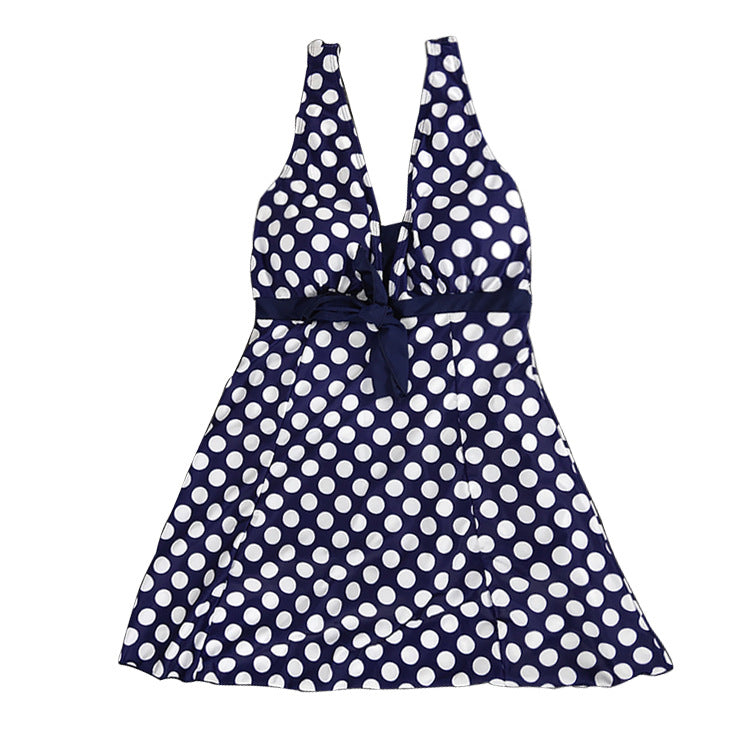 Print plus-size skirt split swimsuit