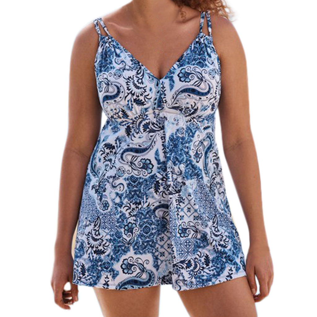 New Plus Size Dress Print Polyester Swimsuit