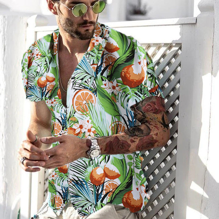 Men's Shirt Casual Beach Men's Shirt Hawaiian Lapel Short Sleeve