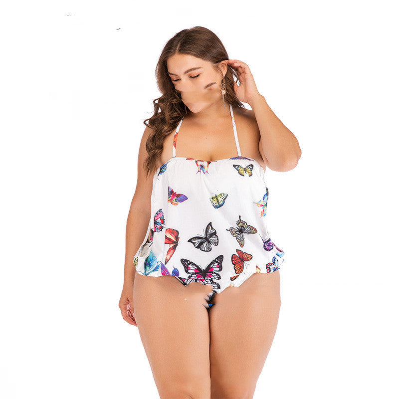 Plus size one-piece printed ladies sexy swimsuit