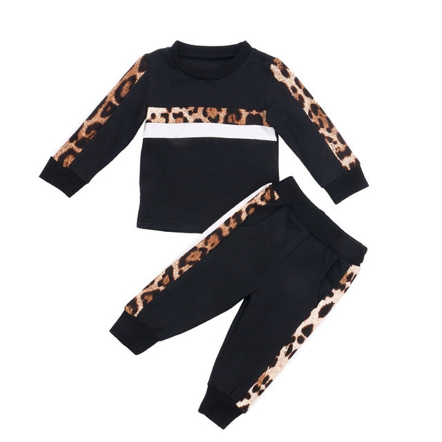 Baby Girls Clothes Set Spring Winter Children Leopard Tracksuits