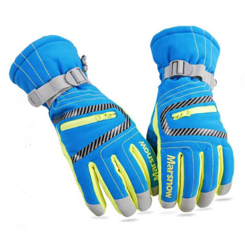 Non-slip Thick Ski Gloves with Adjustable Cuff for Secure Fit