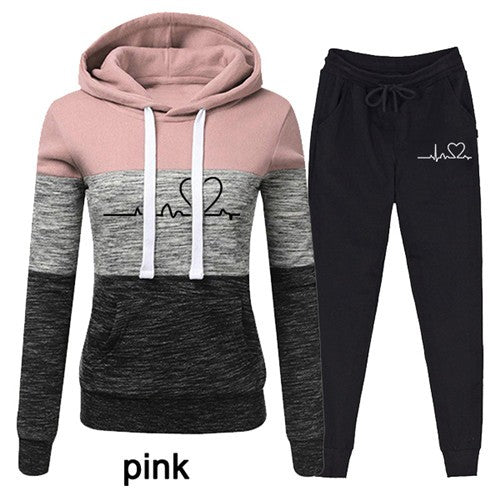 Casual Trackskuit Women Two Piece Set Suit Female Hoodies