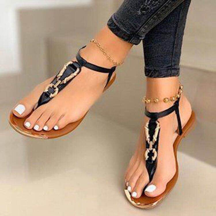 Fashion Round Toe Herringbone Beach Thong Sandals