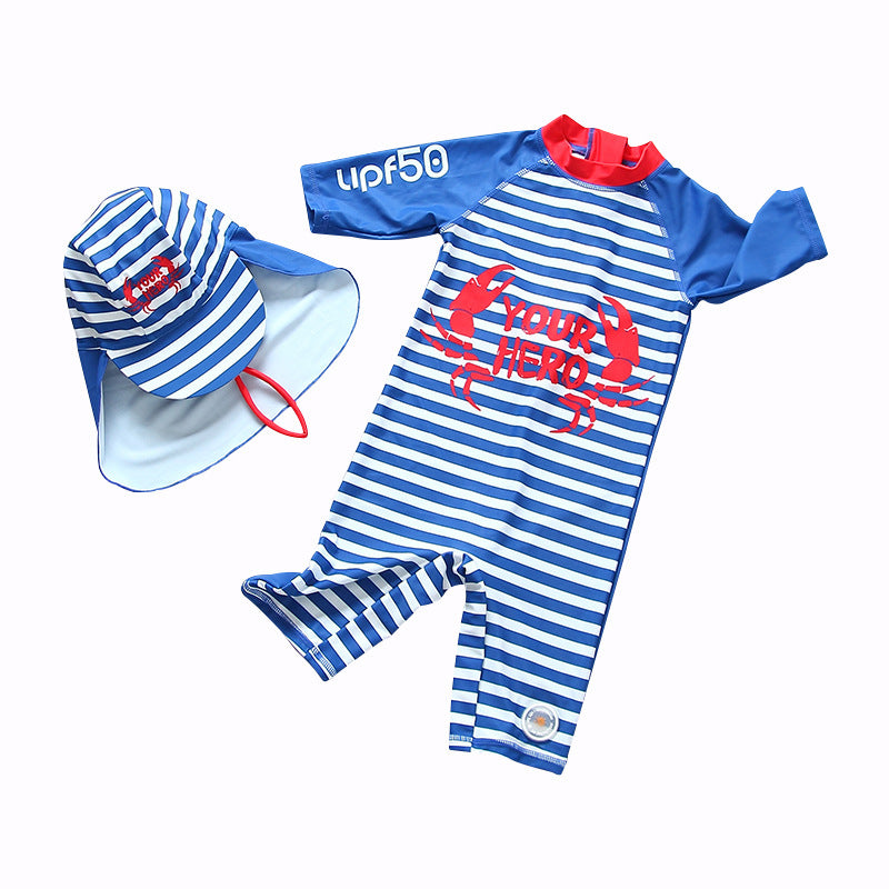  Navy Striped Swimsuit For Kids