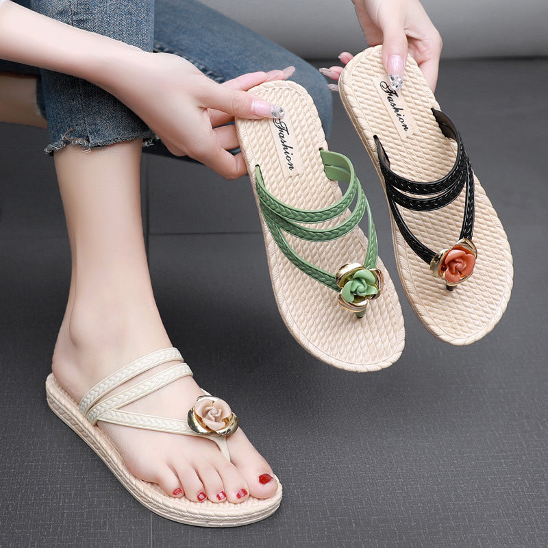 Women's Fashion Floral Clip-on Plastic Beach Sandals