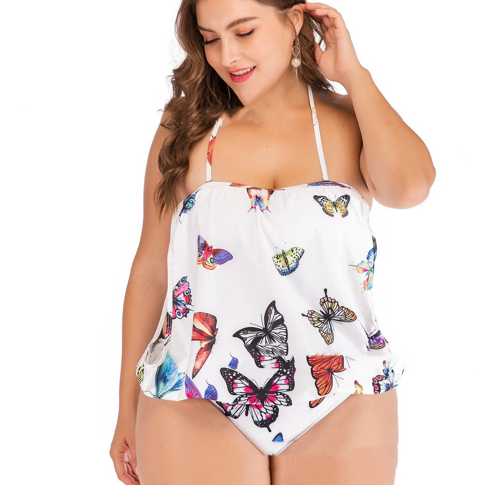 Plus size one-piece printed ladies sexy swimsuit