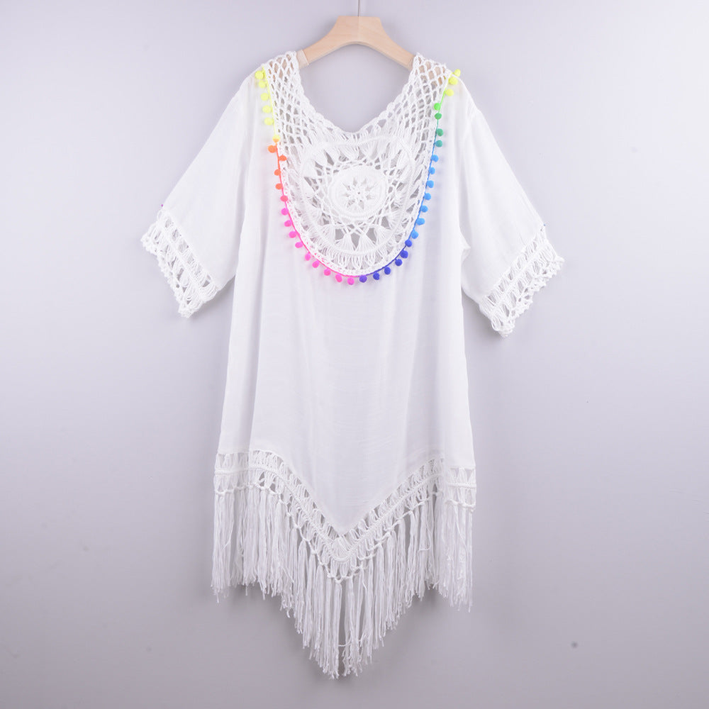 Loose Fringed Holiday Style Beach Blouse