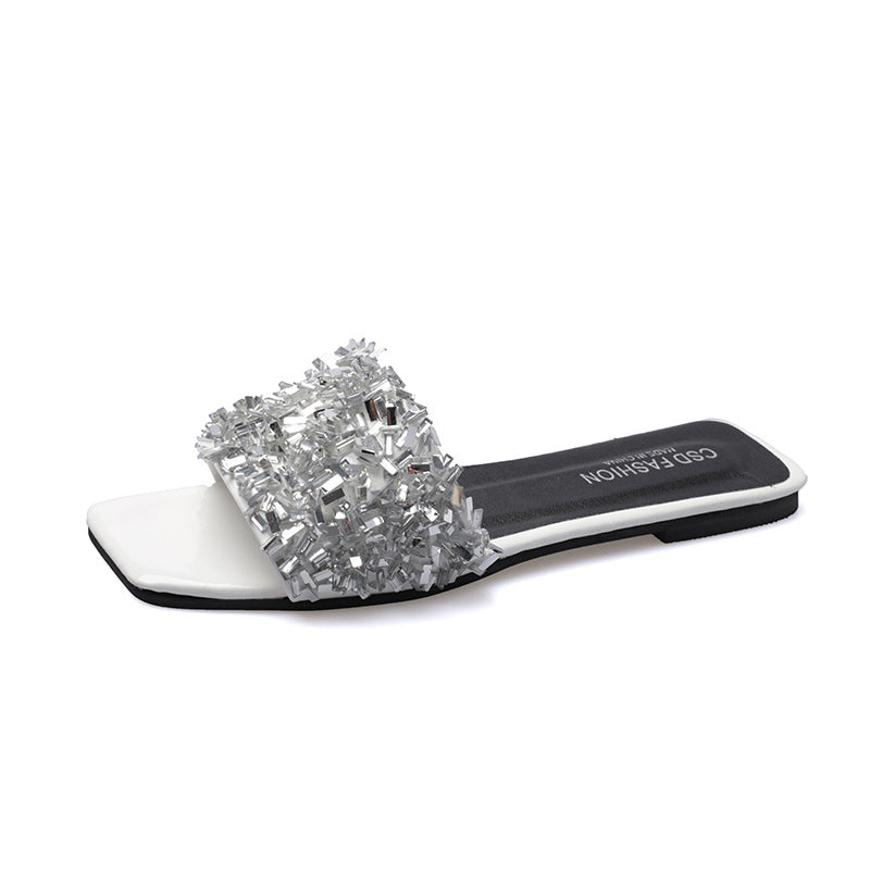 Women's Seaside Beach Rhinestone Plus Size Sandals And Slippers