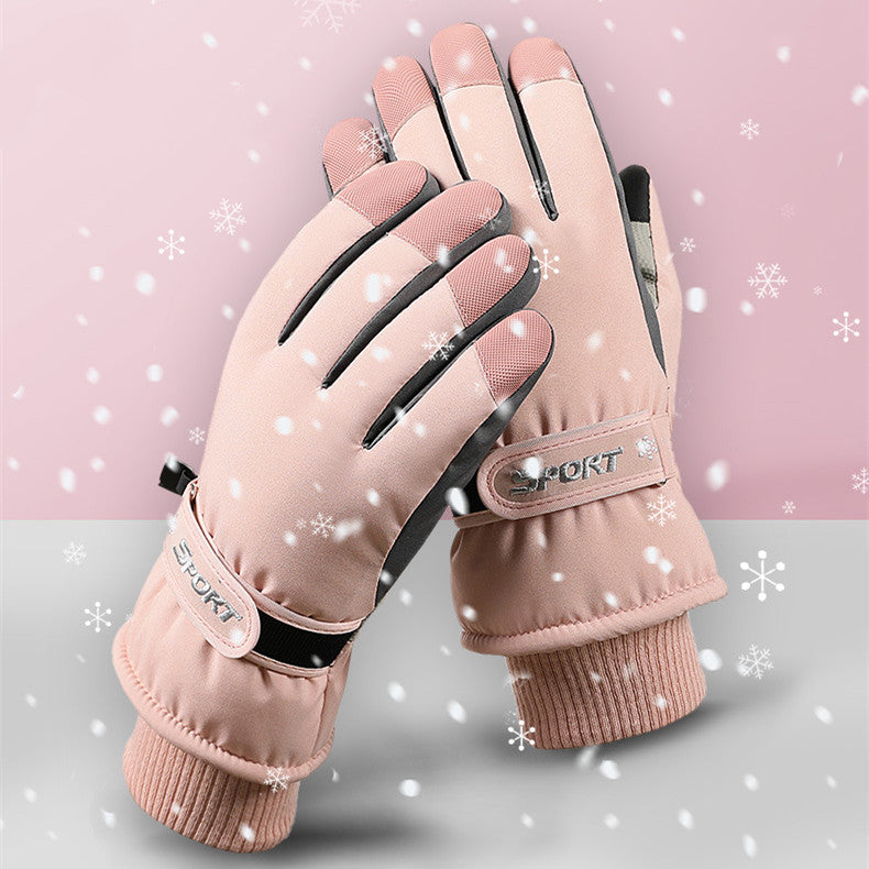 Men's And Women's Outdoor Cycling Can Touch The Screen Warm Plus Velvet Gloves