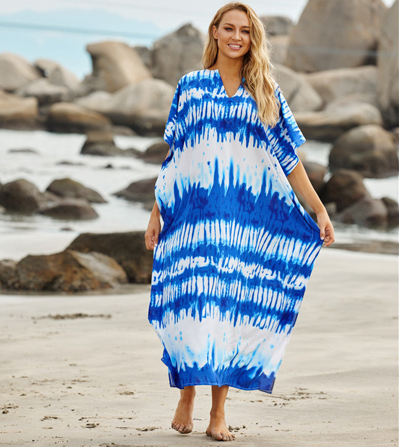 Smudge print beach dress