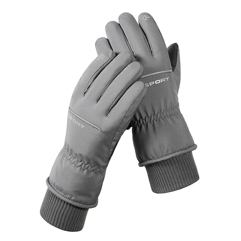 Men's And Women's Outdoor Cycling Can Touch The Screen Warm Plus Velvet Gloves