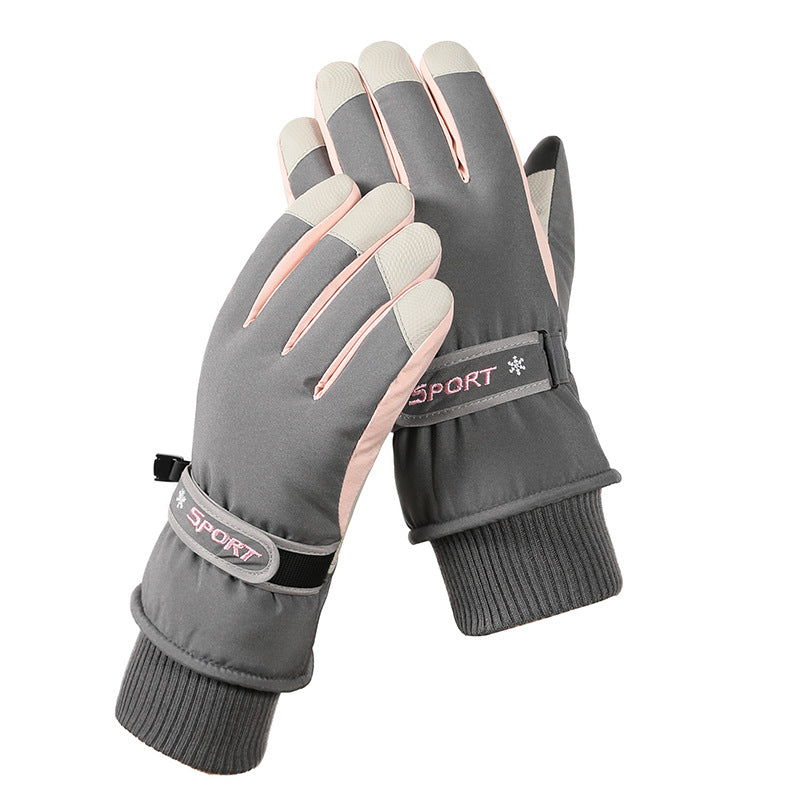 Men's And Women's Outdoor Cycling Can Touch The Screen Warm Plus Velvet Gloves